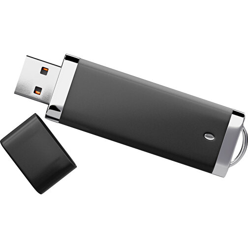 PromoPerfect USB-STICK 2.0 PLASTIK , schwarz MB , 8 GB , Gummiplastik, Kunststoff MB , 7,00cm x 0,70cm x 2,00cm (Länge x Höhe x Breite), Bild 1