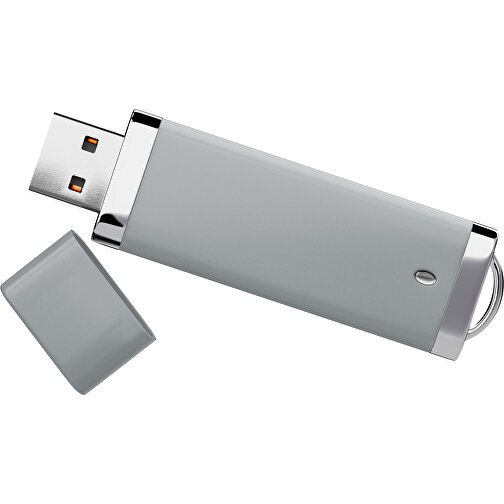 PromoPerfect USB-STICK 2.0 PLASTIK , silber MB , 8 GB , Gummiplastik, Kunststoff MB , 7,00cm x 0,70cm x 2,00cm (Länge x Höhe x Breite), Bild 1