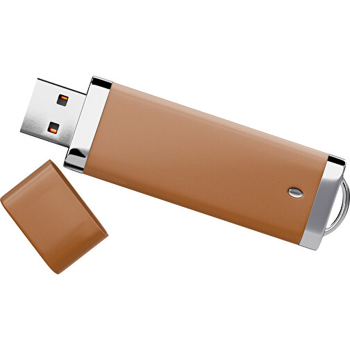 PromoPerfect USB-STICK 2.0 PLASTIK , braun MB , 8 GB , Gummiplastik, Kunststoff MB , 7,00cm x 0,70cm x 2,00cm (Länge x Höhe x Breite), Bild 1