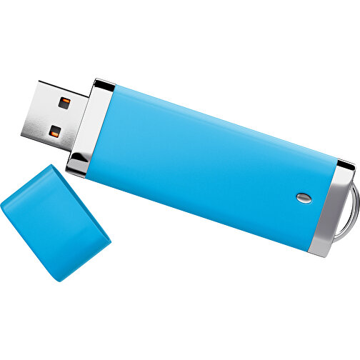 PromoPerfect USB-STICK 2.0 PLASTIK , himmelblau MB , 8 GB , Gummiplastik, Kunststoff MB , 7,00cm x 0,70cm x 2,00cm (Länge x Höhe x Breite), Bild 1