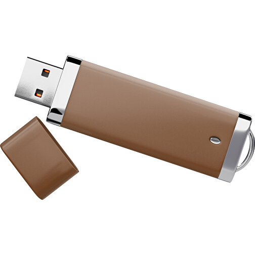 PromoPerfect USB-STICK 2.0 PLASTIK , dunkelbraun MB , 65 GB , Gummiplastik, Kunststoff MB , 7,00cm x 0,70cm x 2,00cm (Länge x Höhe x Breite), Bild 1