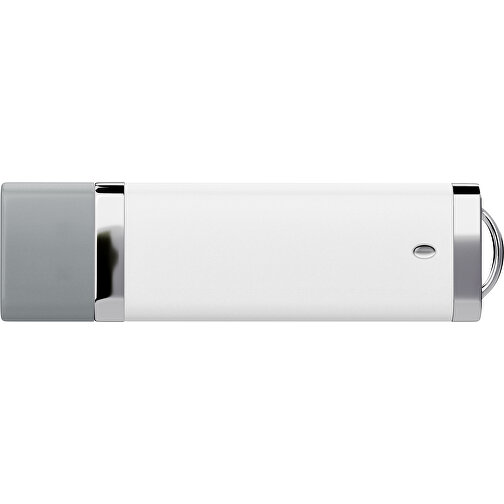 PromoPerfect USB-STICK 2.0 PLASTIK , weiß / silber MB , 4 GB , Gummiplastik, Kunststoff MB , 7,00cm x 0,70cm x 2,00cm (Länge x Höhe x Breite), Bild 2