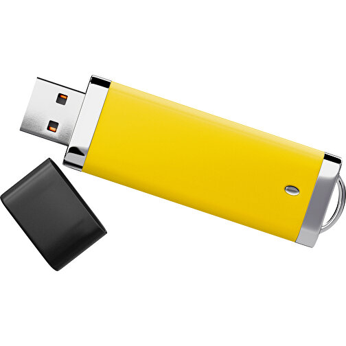 PromoPerfect USB-STICK 2.0 PLASTIK , goldgelb / schwarz MB , 65 GB , Gummiplastik, Kunststoff MB , 7,00cm x 0,70cm x 2,00cm (Länge x Höhe x Breite), Bild 1