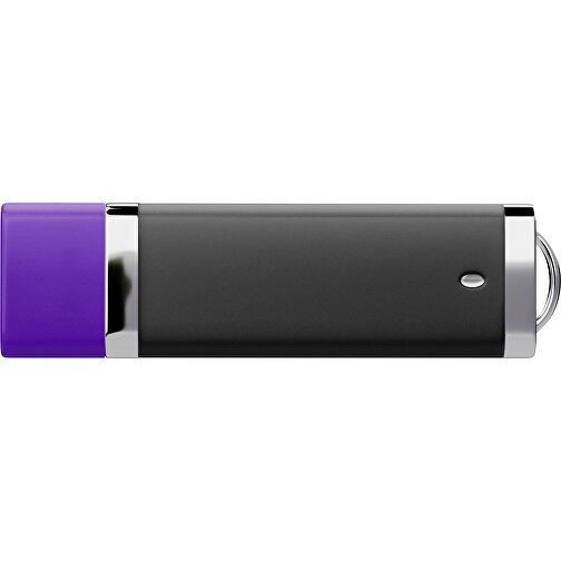 PromoPerfect USB-STICK 2.0 PLASTIK , schwarz / violet MB , 4 GB , Gummiplastik, Kunststoff MB , 7,00cm x 0,70cm x 2,00cm (Länge x Höhe x Breite), Bild 2