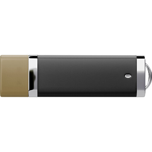 PromoPerfect USB-STICK 2.0 PLASTIK , schwarz / gold MB , 4 GB , Gummiplastik, Kunststoff MB , 7,00cm x 0,70cm x 2,00cm (Länge x Höhe x Breite), Bild 2