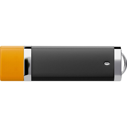 PromoPerfect USB-STICK 2.0 PLASTIK , schwarz / kürbisorange MB , 4 GB , Gummiplastik, Kunststoff MB , 7,00cm x 0,70cm x 2,00cm (Länge x Höhe x Breite), Bild 2