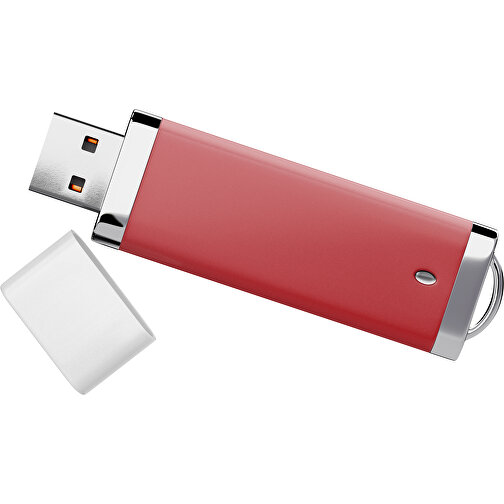 PromoPerfect USB-STICK 2.0 PLASTIK , weinrot / weiß MB , 4 GB , Gummiplastik, Kunststoff MB , 7,00cm x 0,70cm x 2,00cm (Länge x Höhe x Breite), Bild 1