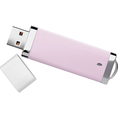 PromoPerfect USB-STICK 2.0 PLASTIK , zartrosa / weiß MB , 4 GB , Gummiplastik, Kunststoff MB , 7,00cm x 0,70cm x 2,00cm (Länge x Höhe x Breite), Bild 1