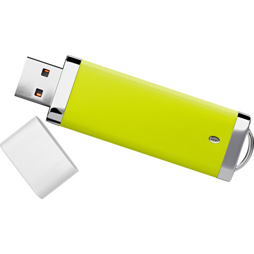 PromoPerfect USB-STICK 2.0 PLASTIK , hellgrün / weiß MB , 4 GB , Gummiplastik, Kunststoff MB , 7,00cm x 0,70cm x 2,00cm (Länge x Höhe x Breite), Bild 1