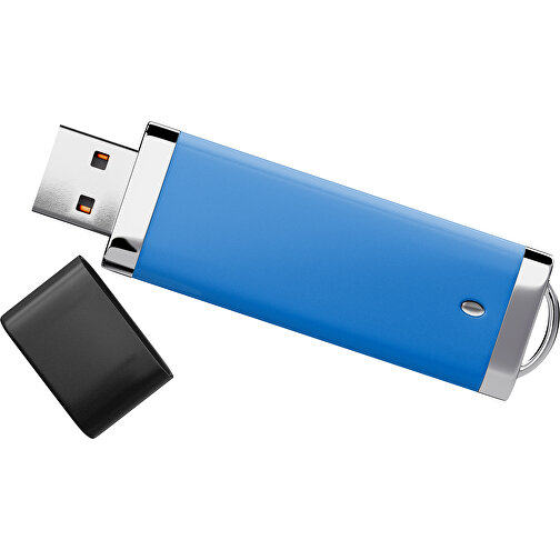 PromoPerfect USB-STICK 2.0 PLASTIK , kobaltblau / schwarz MB , 4 GB , Gummiplastik, Kunststoff MB , 7,00cm x 0,70cm x 2,00cm (Länge x Höhe x Breite), Bild 1