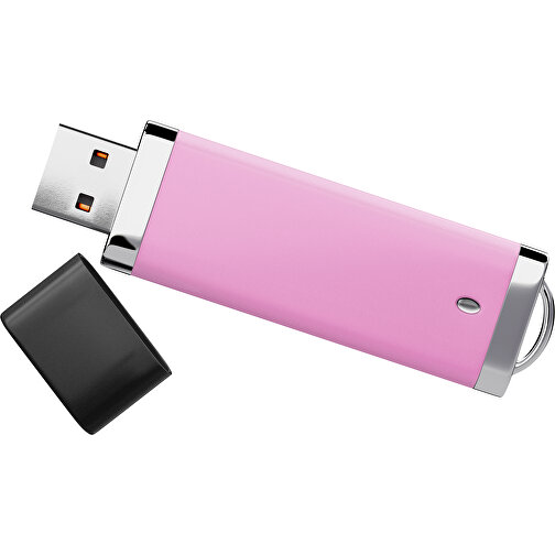 PromoPerfect USB-STICK 2.0 PLASTIK , rosa / schwarz MB , 4 GB , Gummiplastik, Kunststoff MB , 7,00cm x 0,70cm x 2,00cm (Länge x Höhe x Breite), Bild 1