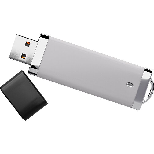 PromoPerfect USB-STICK 2.0 PLASTIK , hellgrau / schwarz MB , 32 GB , Gummiplastik, Kunststoff MB , 7,00cm x 0,70cm x 2,00cm (Länge x Höhe x Breite), Bild 1