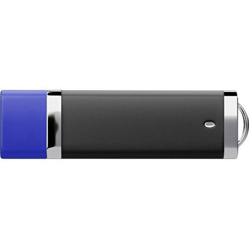 PromoPerfect USB-STICK 2.0 PLASTIK , schwarz / blau MB , 32 GB , Gummiplastik, Kunststoff MB , 7,00cm x 0,70cm x 2,00cm (Länge x Höhe x Breite), Bild 2