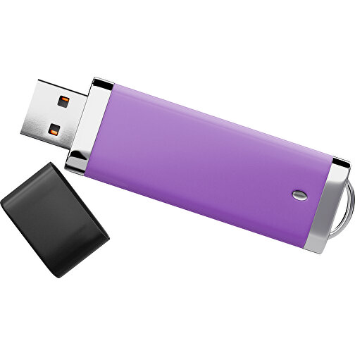 PromoPerfect USB-STICK 2.0 PLASTIK , lavendellila / schwarz MB , 32 GB , Gummiplastik, Kunststoff MB , 7,00cm x 0,70cm x 2,00cm (Länge x Höhe x Breite), Bild 1