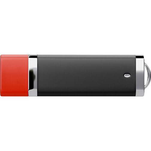 PromoPerfect USB-STICK 2.0 PLASTIK , schwarz / rot MB , 2 GB , Gummiplastik, Kunststoff MB , 7,00cm x 0,70cm x 2,00cm (Länge x Höhe x Breite), Bild 2