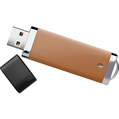 PromoPerfect USB-STICK 2.0 PLASTIK , braun / schwarz MB , 2 GB , Gummiplastik, Kunststoff MB , 7,00cm x 0,70cm x 2,00cm (Länge x Höhe x Breite), Bild 1