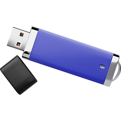 PromoPerfect USB-STICK 2.0 PLASTIK , blau / schwarz MB , 2 GB , Gummiplastik, Kunststoff MB , 7,00cm x 0,70cm x 2,00cm (Länge x Höhe x Breite), Bild 1