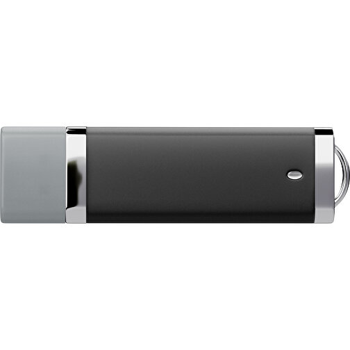 PromoPerfect USB-STICK 2.0 PLASTIK , schwarz / silber MB , 1 GB , Gummiplastik, Kunststoff MB , 7,00cm x 0,70cm x 2,00cm (Länge x Höhe x Breite), Bild 2