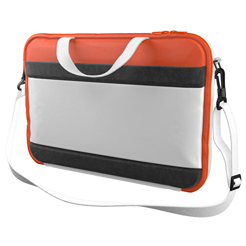 Laptoptasche Stripe , weiss / orange, Sublimation-fabric 200g - Polyester (PU), 36,00cm x 28,00cm x 5,00cm (Länge x Höhe x Breite), Bild 1