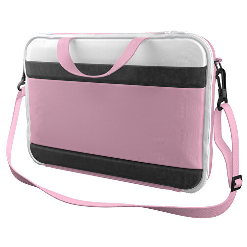 Laptoptasche Stripe , hellrosa / weiss, Sublimation-fabric 200g - Polyester (PU), 36,00cm x 28,00cm x 5,00cm (Länge x Höhe x Breite), Bild 1