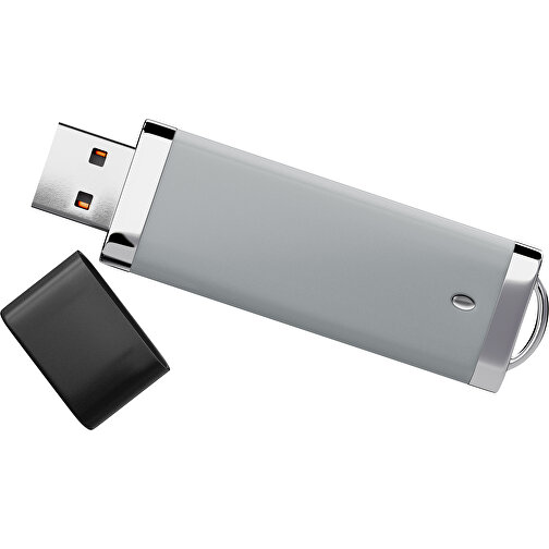 PromoPerfect USB-STICK 2.0 PLASTIK , silber / schwarz MB , 1 GB , Gummiplastik, Kunststoff MB , 7,00cm x 0,70cm x 2,00cm (Länge x Höhe x Breite), Bild 1