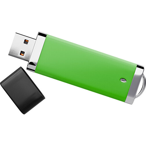 PromoPerfect USB-STICK 2.0 PLASTIK , grasgrün / schwarz MB , 1 GB , Gummiplastik, Kunststoff MB , 7,00cm x 0,70cm x 2,00cm (Länge x Höhe x Breite), Bild 1