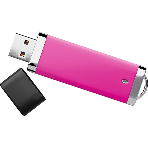 PromoPerfect USB-STICK 2.0 PLASTIK , pink / schwarz MB , 1 GB , Gummiplastik, Kunststoff MB , 7,00cm x 0,70cm x 2,00cm (Länge x Höhe x Breite), Bild 1