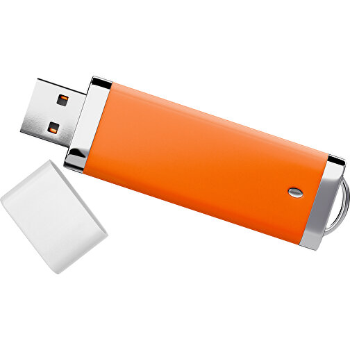 PromoPerfect USB-STICK 2.0 PLASTIK , orange / weiß MB , 1 GB , Gummiplastik, Kunststoff MB , 7,00cm x 0,70cm x 2,00cm (Länge x Höhe x Breite), Bild 1