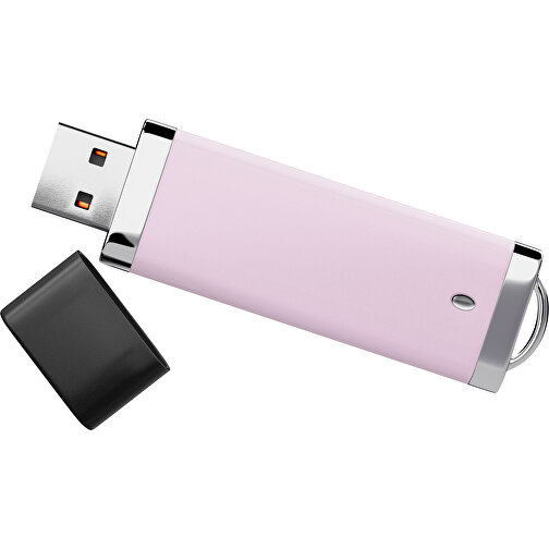 PromoPerfect USB-STICK 2.0 PLASTIK , zartrosa / schwarz MB , 16 GB , Gummiplastik, Kunststoff MB , 7,00cm x 0,70cm x 2,00cm (Länge x Höhe x Breite), Bild 1