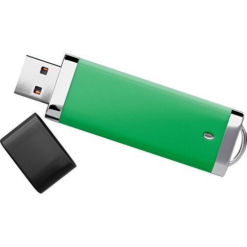 PromoPerfect USB-STICK 2.0 PLASTIK , grün / schwarz MB , 16 GB , Gummiplastik, Kunststoff MB , 7,00cm x 0,70cm x 2,00cm (Länge x Höhe x Breite), Bild 1