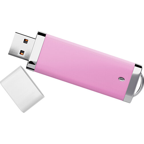 PromoPerfect USB-STICK 2.0 PLASTIK , rosa / weiß MB , 16 GB , Gummiplastik, Kunststoff MB , 7,00cm x 0,70cm x 2,00cm (Länge x Höhe x Breite), Bild 1