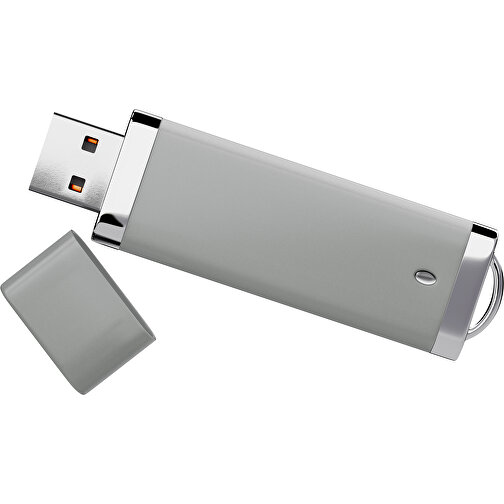 PromoPerfect USB-STICK 2.0 PLASTIK , grau MB , 4 GB , Gummiplastik, Kunststoff MB , 7,00cm x 0,70cm x 2,00cm (Länge x Höhe x Breite), Bild 1