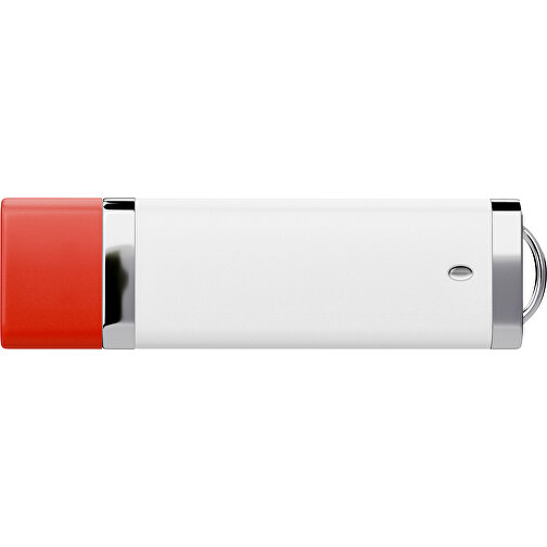 PromoPerfect USB-STICK 2.0 PLASTIK , weiß / rot MB , 32 GB , Gummiplastik, Kunststoff MB , 7,00cm x 0,70cm x 2,00cm (Länge x Höhe x Breite), Bild 2