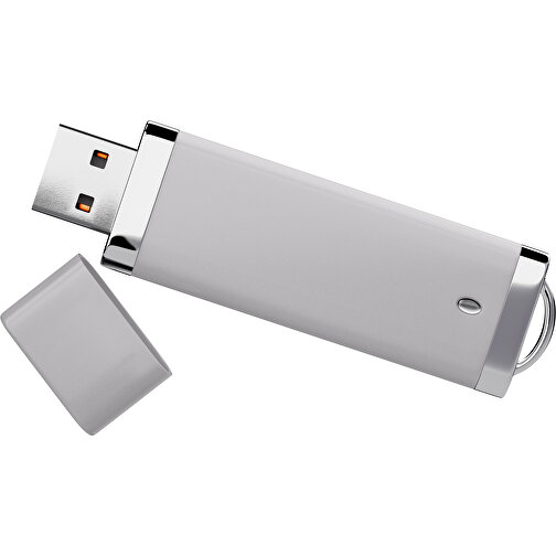 PromoPerfect USB-STICK 2.0 PLASTIK , hellgrau MB , 32 GB , Gummiplastik, Kunststoff MB , 7,00cm x 0,70cm x 2,00cm (Länge x Höhe x Breite), Bild 1