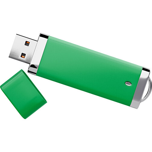 PromoPerfect USB-STICK 2.0 PLASTIK , grün MB , 32 GB , Gummiplastik, Kunststoff MB , 7,00cm x 0,70cm x 2,00cm (Länge x Höhe x Breite), Bild 1