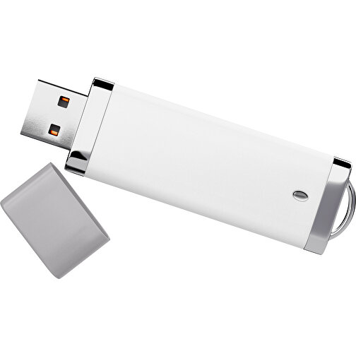 PromoPerfect USB-STICK 2.0 PLASTIK , weiß / hellgrau MB , 1 GB , Gummiplastik, Kunststoff MB , 7,00cm x 0,70cm x 2,00cm (Länge x Höhe x Breite), Bild 1