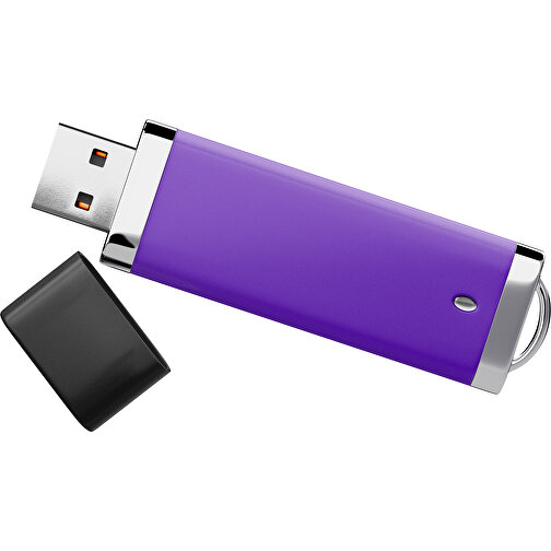 PromoPerfect USB-STICK 2.0 PLASTIK , violet / schwarz MB , 8 GB , Gummiplastik, Kunststoff MB , 7,00cm x 0,70cm x 2,00cm (Länge x Höhe x Breite), Bild 1