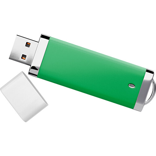 PromoPerfect USB-STICK 2.0 PLASTIK , grün / weiß MB , 65 GB , Gummiplastik, Kunststoff MB , 7,00cm x 0,70cm x 2,00cm (Länge x Höhe x Breite), Bild 1