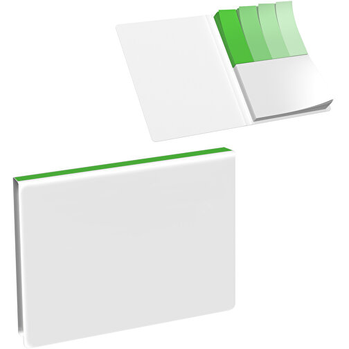 Softcover Haftnotiz-Set Mina , weiß / grasgrün, Papier, 10,50cm x 0,60cm x 7,50cm (Länge x Höhe x Breite), Bild 1