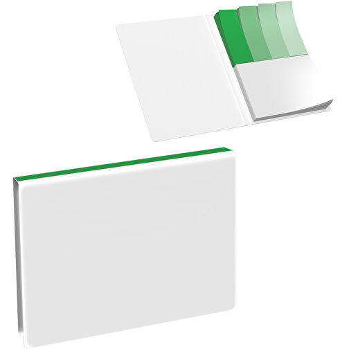 Softcover Haftnotiz-Set Mina , weiß / grün, Papier, 10,50cm x 0,60cm x 7,50cm (Länge x Höhe x Breite), Bild 1