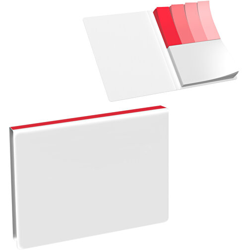 Softcover Haftnotiz-Set Mina , weiss / ampelrot, Papier, 10,50cm x 0,60cm x 7,50cm (Länge x Höhe x Breite), Bild 1