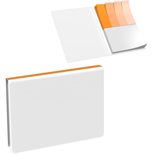 Softcover Haftnotiz-Set Mina , weiss / kürbisorange, Papier, 10,50cm x 0,60cm x 7,50cm (Länge x Höhe x Breite), Bild 1