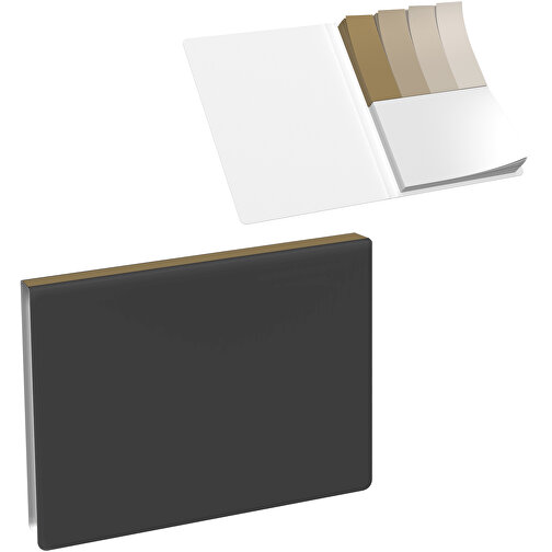 Softcover Haftnotiz-Set Mina , schwarz / gold, Papier, 10,50cm x 0,60cm x 7,50cm (Länge x Höhe x Breite), Bild 1