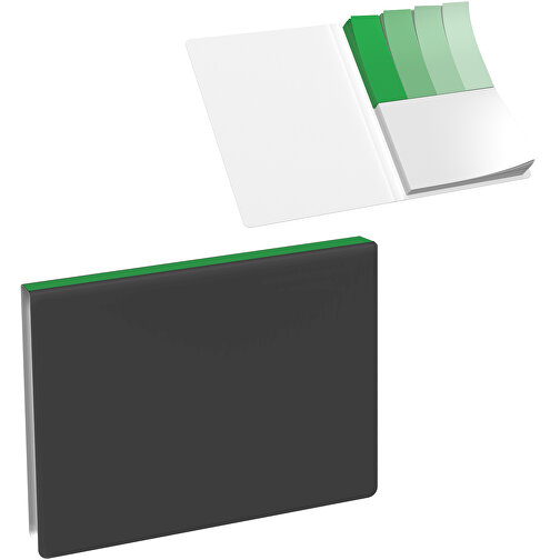 Softcover Haftnotiz-Set Mina , schwarz / grün, Papier, 10,50cm x 0,60cm x 7,50cm (Länge x Höhe x Breite), Bild 1