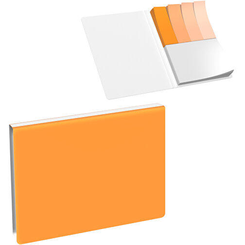 Softcover Haftnotiz-Set Mina , kürbisorange / weiss, Papier, 10,50cm x 0,60cm x 7,50cm (Länge x Höhe x Breite), Bild 1