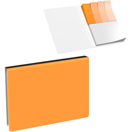 Softcover Haftnotiz-Set Mina , kürbisorange / schwarz, Papier, 10,50cm x 0,60cm x 7,50cm (Länge x Höhe x Breite), Bild 1