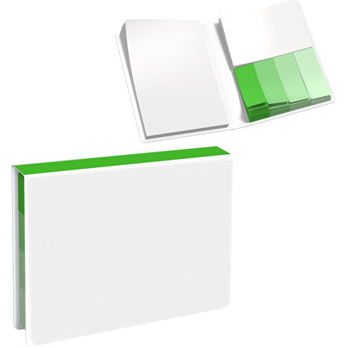 Softcover Haftnotiz-Set Stacey , weiß / grasgrün, Papier, 10,60cm x 1,00cm x 7,60cm (Länge x Höhe x Breite), Bild 1