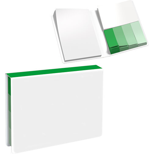 Softcover Haftnotiz-Set Stacey , weiss / grün, Papier, 10,60cm x 1,00cm x 7,60cm (Länge x Höhe x Breite), Bild 1