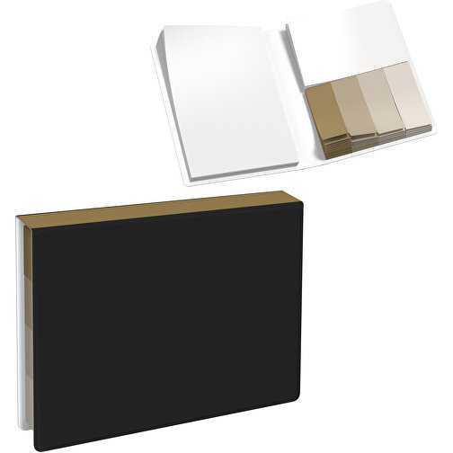 Softcover Haftnotiz-Set Stacey , schwarz / gold, Papier, 10,60cm x 1,00cm x 7,60cm (Länge x Höhe x Breite), Bild 1