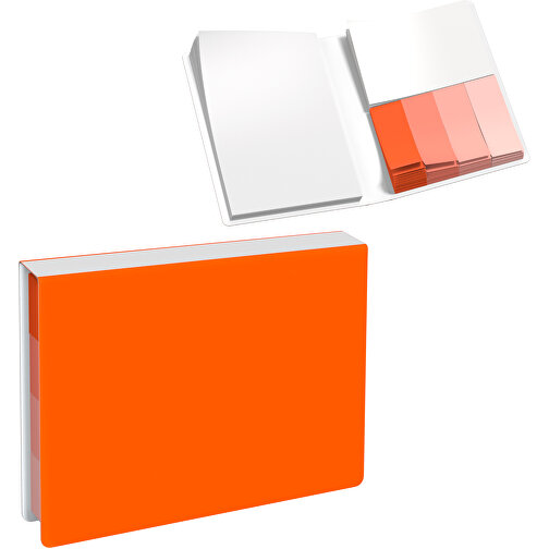 Softcover Haftnotiz-Set Stacey , orange / weiß, Papier, 10,60cm x 1,00cm x 7,60cm (Länge x Höhe x Breite), Bild 1